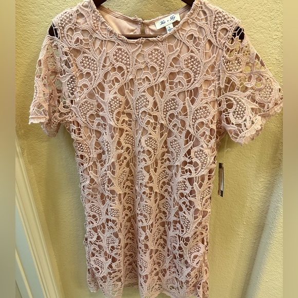 She + Sky Dresses & Skirts - NWT Pink lace dress